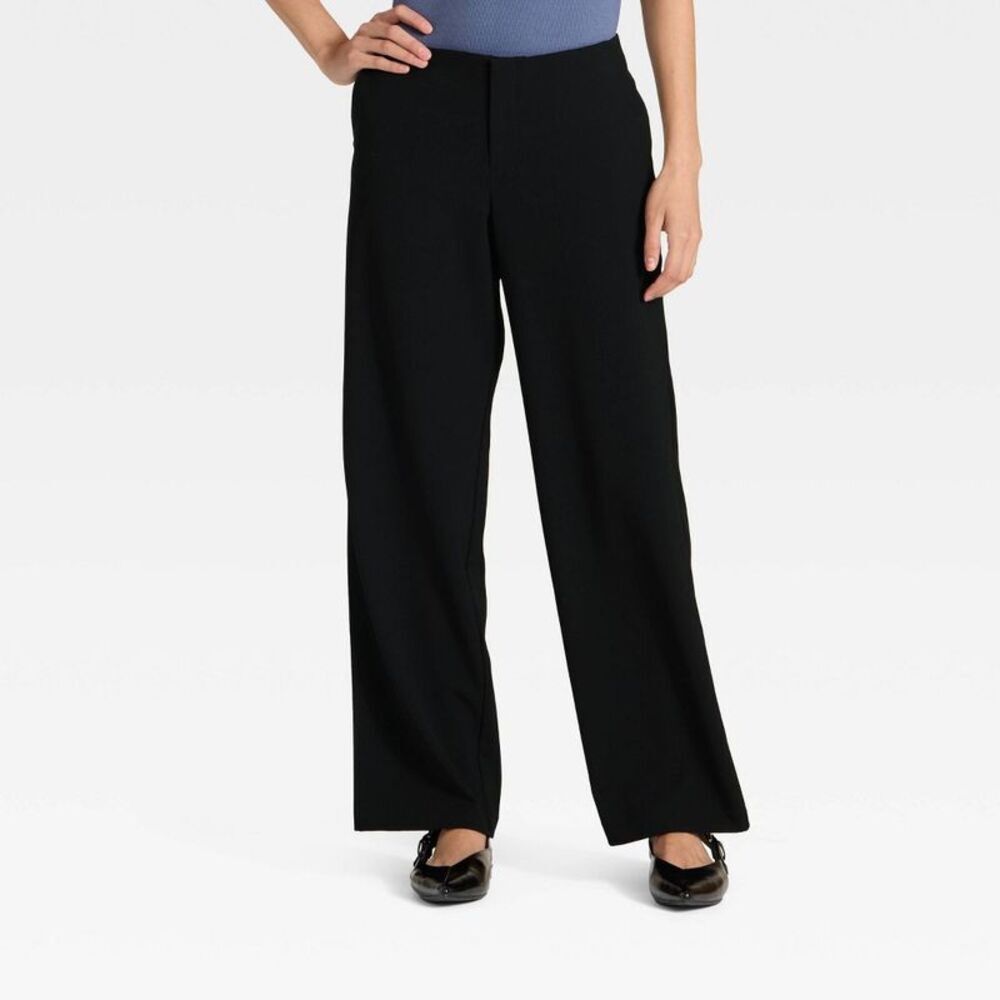 Women's Mid-Rise Bootcut Pants - A New Day Black 16